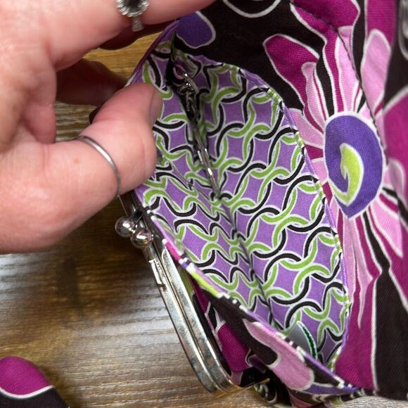 Vera Bradley Purple Punch Compact Taxi Wallet and Matching Coin Purse - Picture 8 of 9